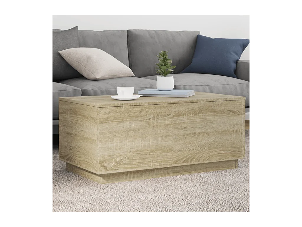 Table basse avec lumières LED chêne sonoma 90x50x40 cm FR43487