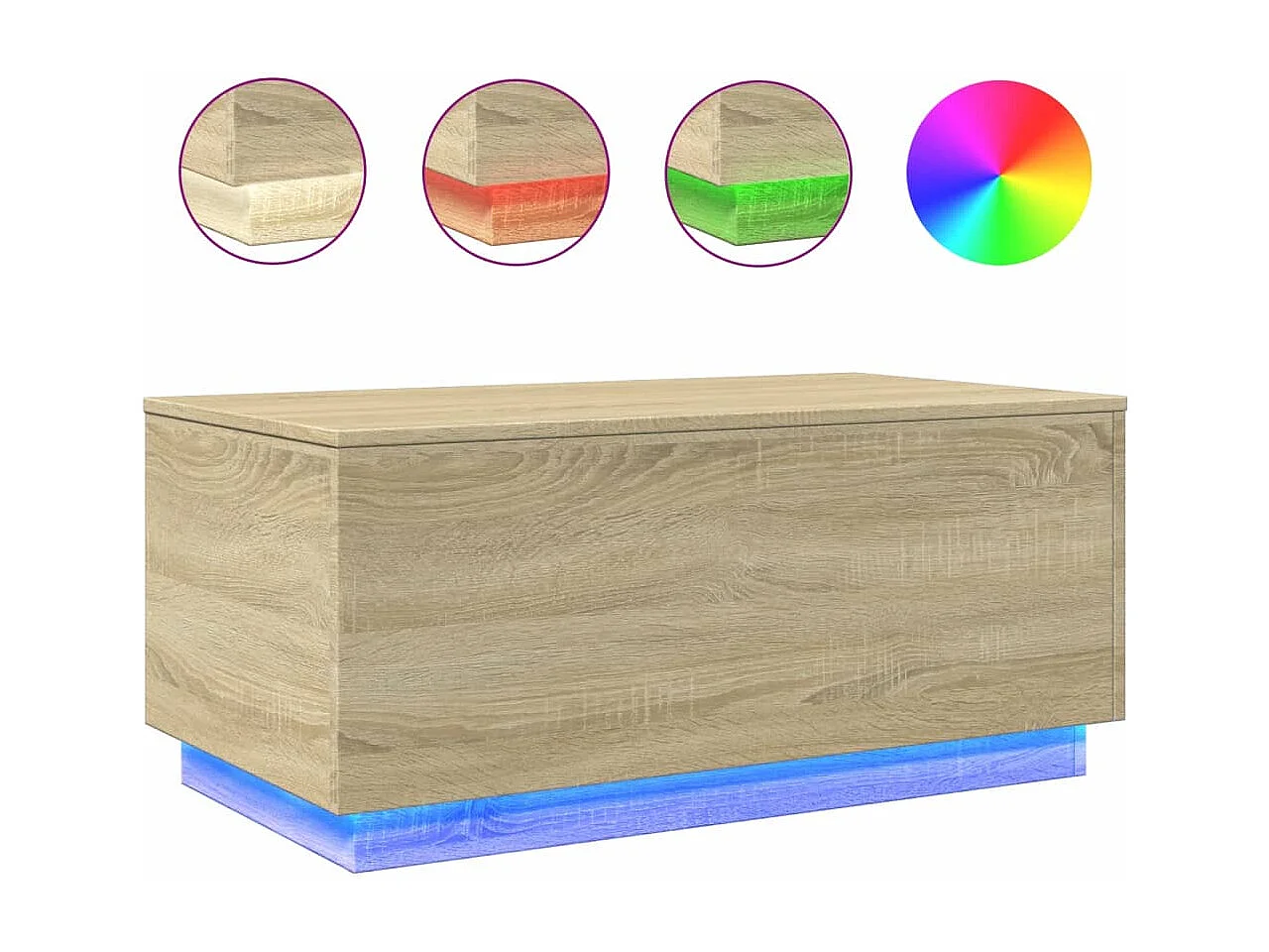 Table basse avec lumières LED chêne sonoma 90x50x40 cm FR43487