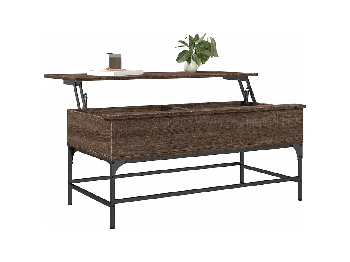 Salontafel 100x50x45 cm bewerkt hout en metaal bruin eikenkleur BE946374