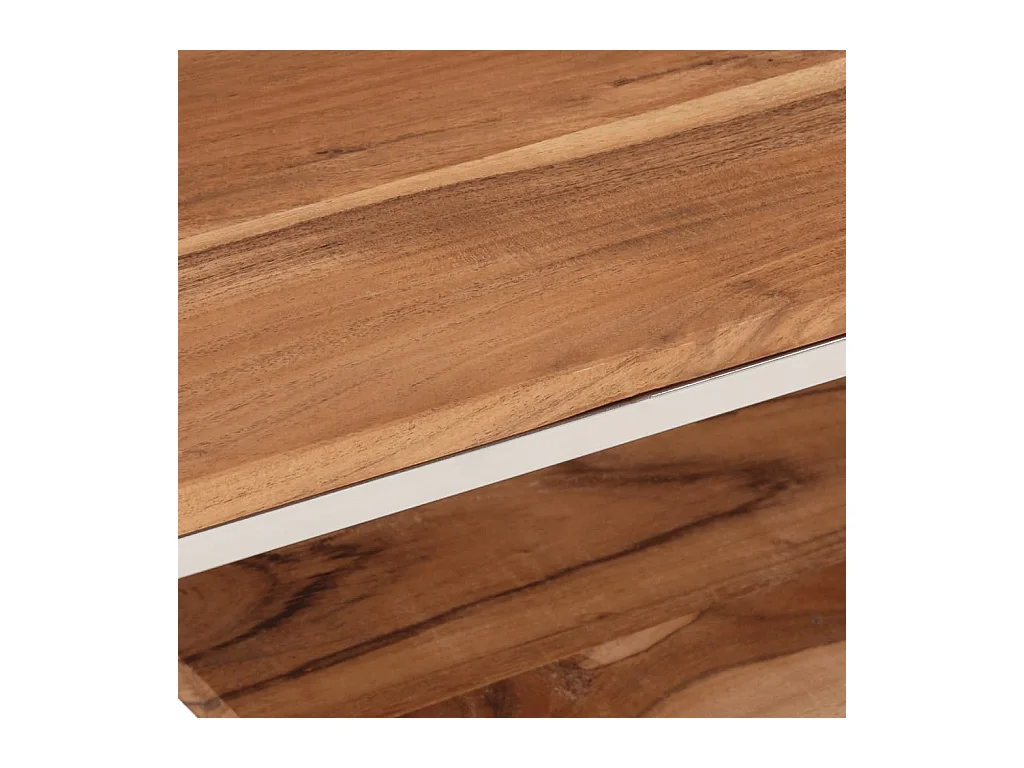 Mesa de centro acero inoxidable y madera maciza acacia plateado ES423522