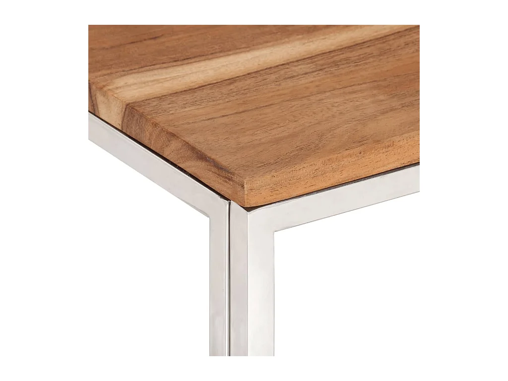 Mesa de centro acero inoxidable y madera maciza acacia plateado ES423522