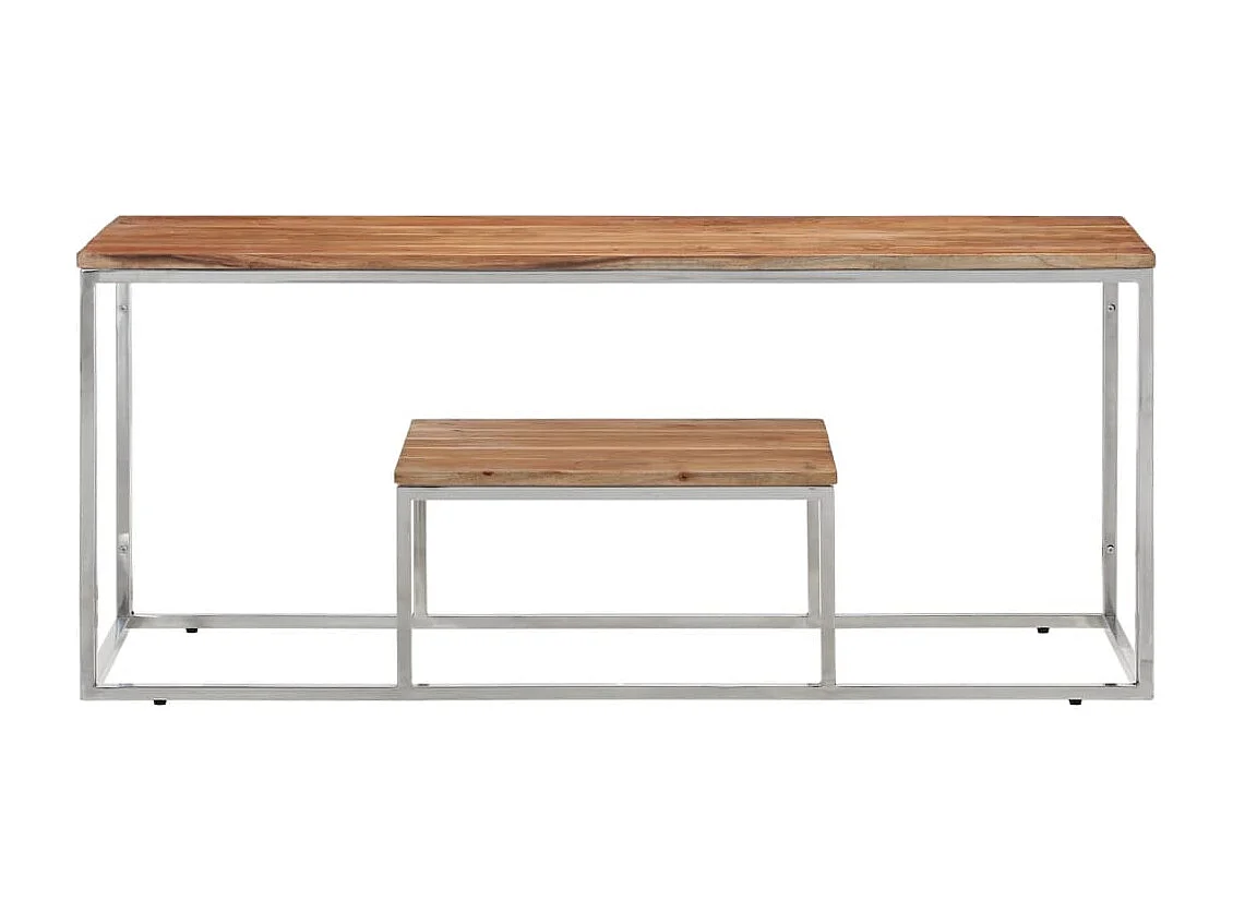 Mesa de centro aço inoxidável/madeira de acácia maciça prateado PT769051