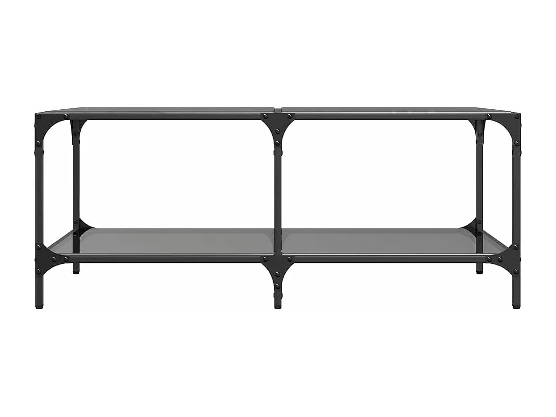Mesa de centro com topo em vidro preto 98,5x50x40 cm aço PT939823