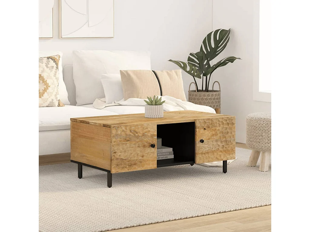 Mesa de centro de madera maciza mango 100x54x40 cm ES297043