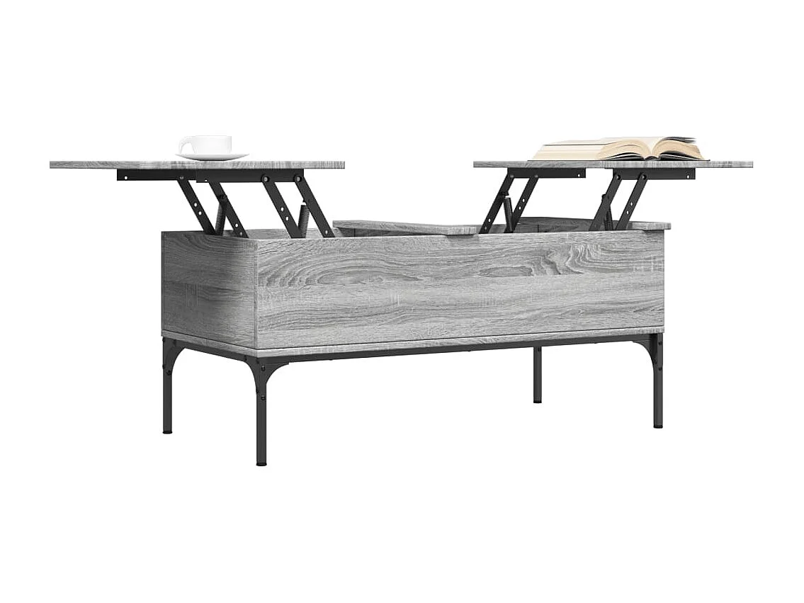 Table basse sonoma gris 100x50x45 cm bois d'ingénierie et métal FR66023
