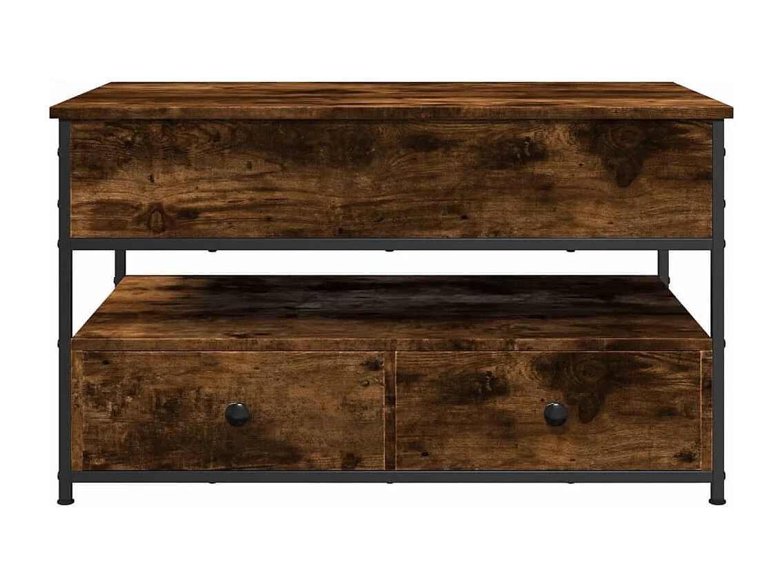 Table basse chêne fumé 85x50x50 cm bois d'ingénierie et métal FR21935