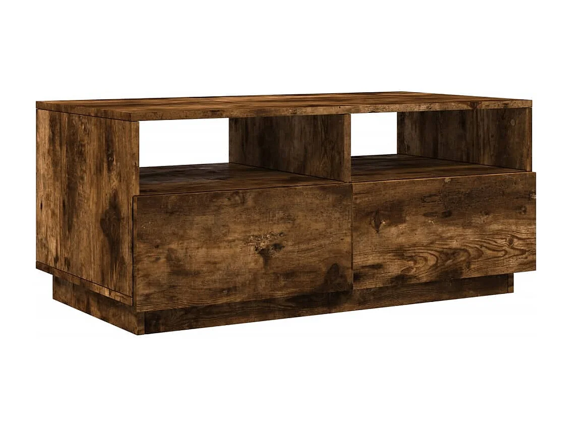 Salontafel met LED-verlichting 90x49x40 cm gerookt eikenkleurig BE235420