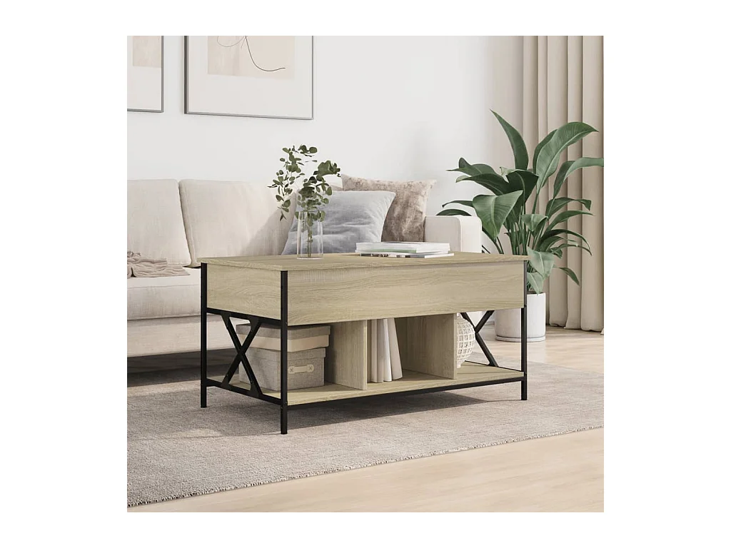 Salontafel 100x55x50 cm bewerkt hout en metaal sonoma eiken BE168638