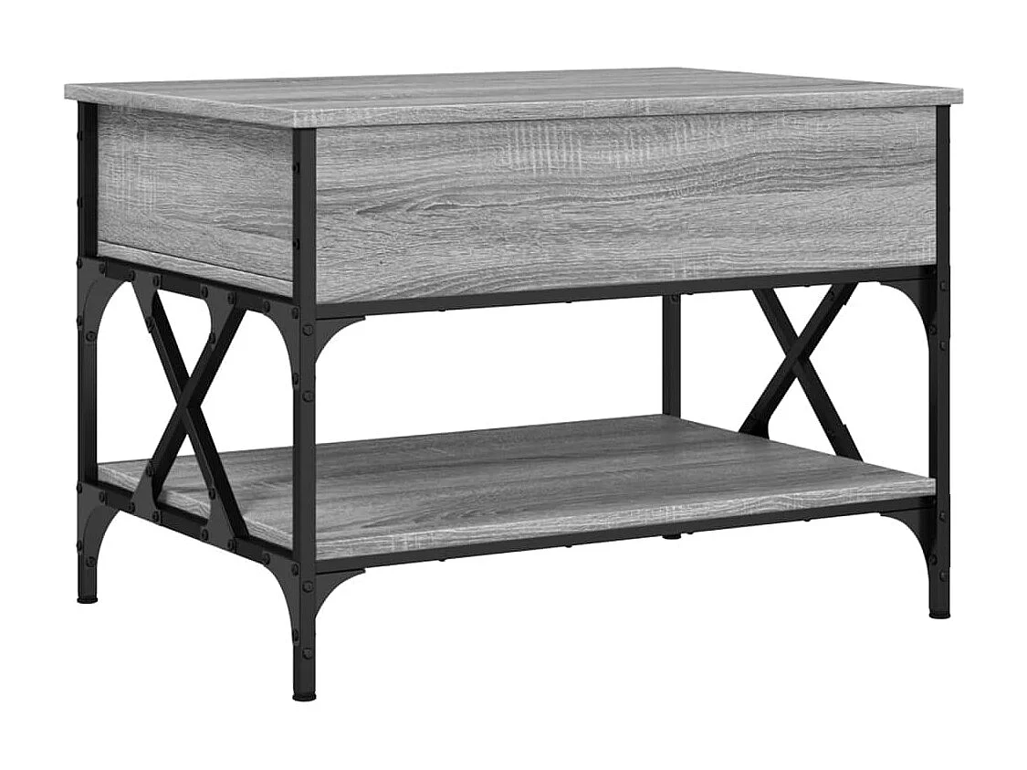 Table basse sonoma gris 70x50x50 cm bois d'ingénierie et métal FR97401