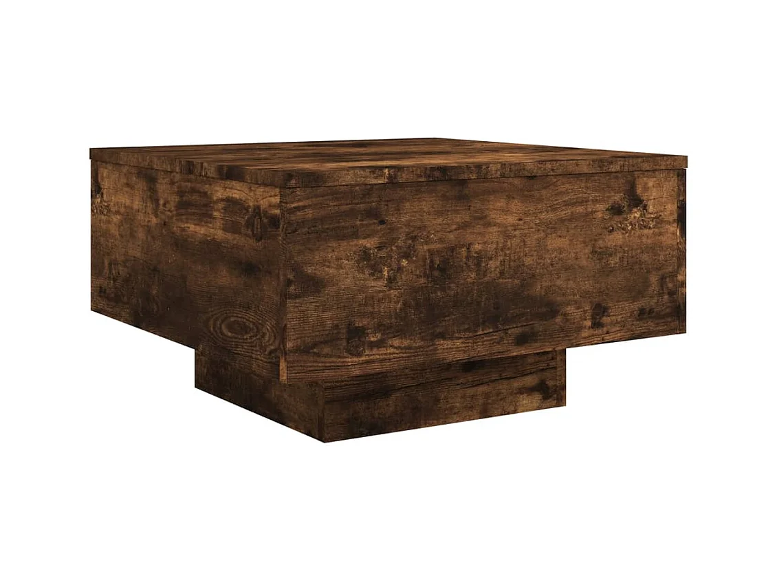 Table basse avec lumières LED chêne fumé 55x55x31 cm FR65301