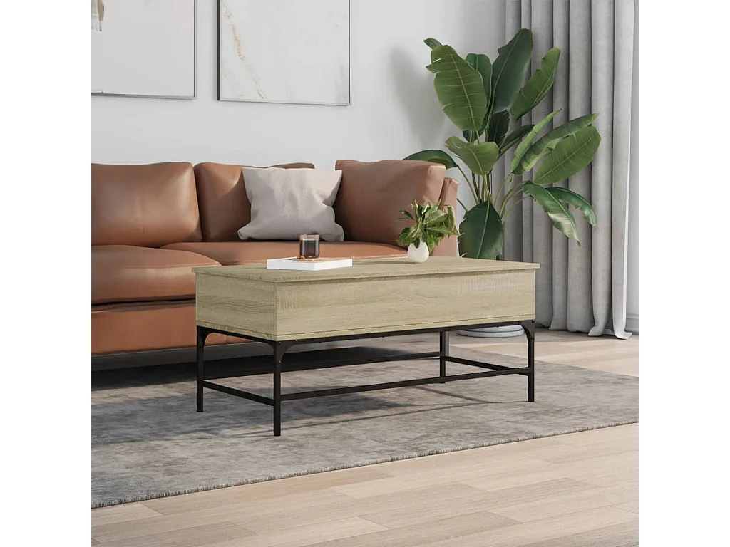 Salontafel 100x50x45 cm bewerkt hout en metaal sonoma eiken BE810535