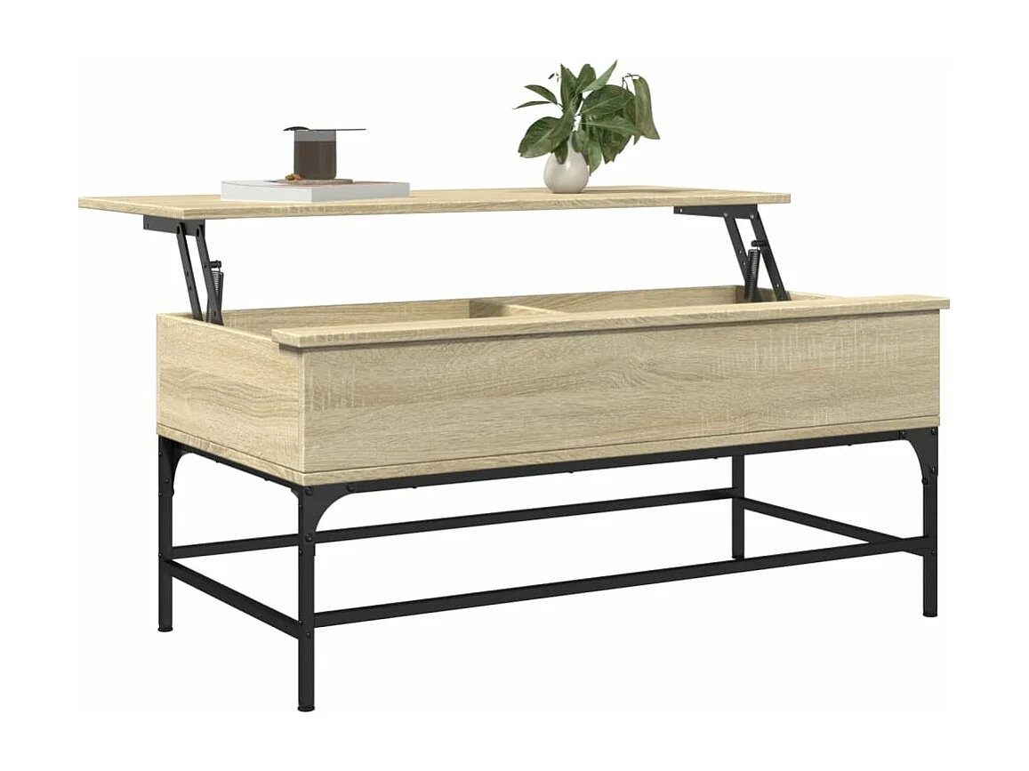 Salontafel 100x50x45 cm bewerkt hout en metaal sonoma eiken BE810535