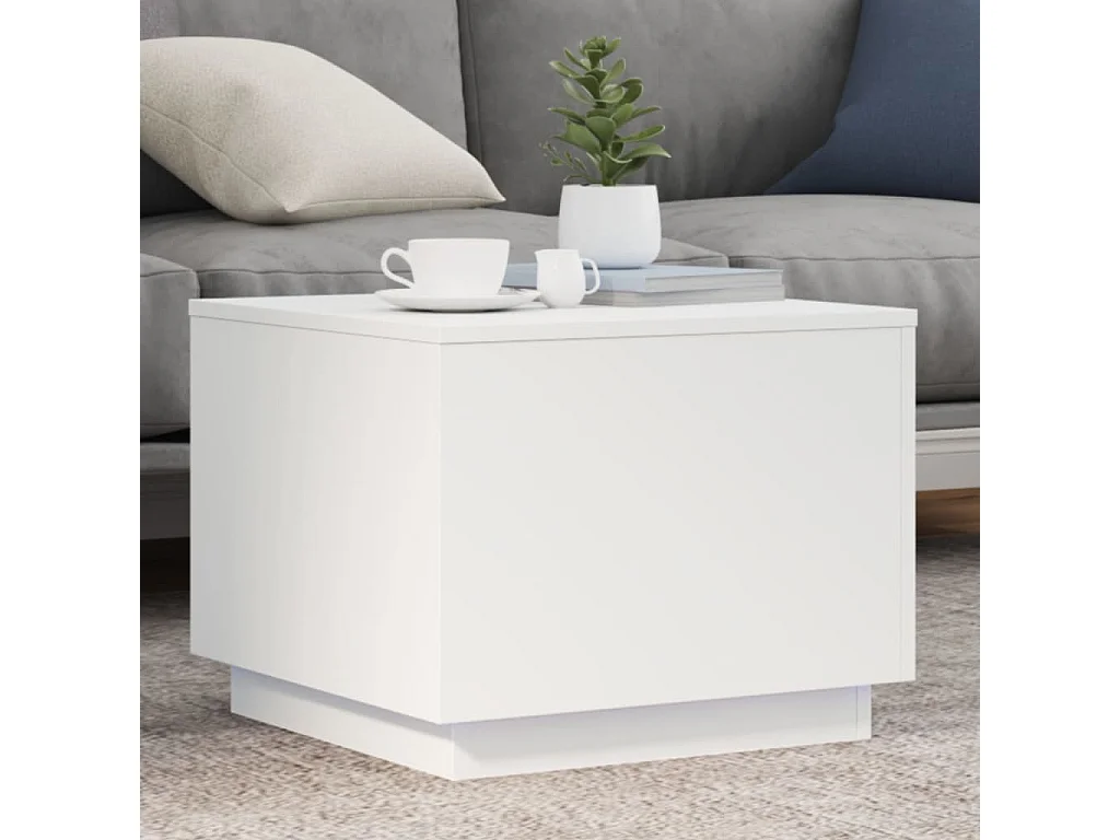Table basse avec lumières LED blanc 50x50x40 cm FR66674