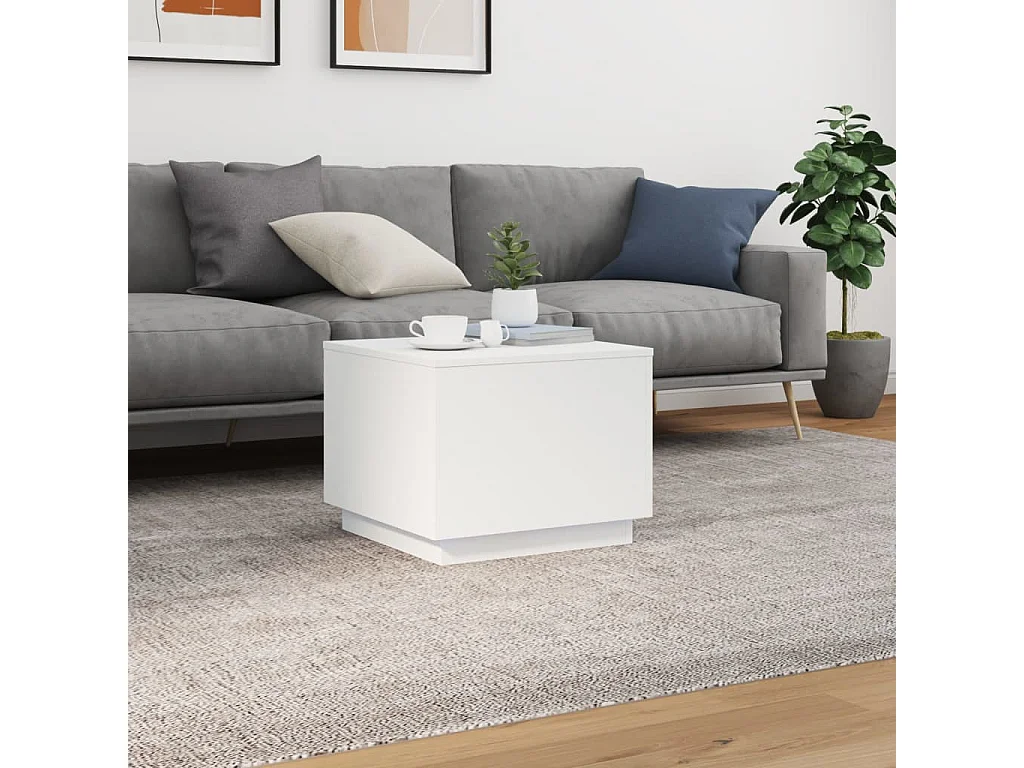 Table basse avec lumières LED blanc 50x50x40 cm FR66674