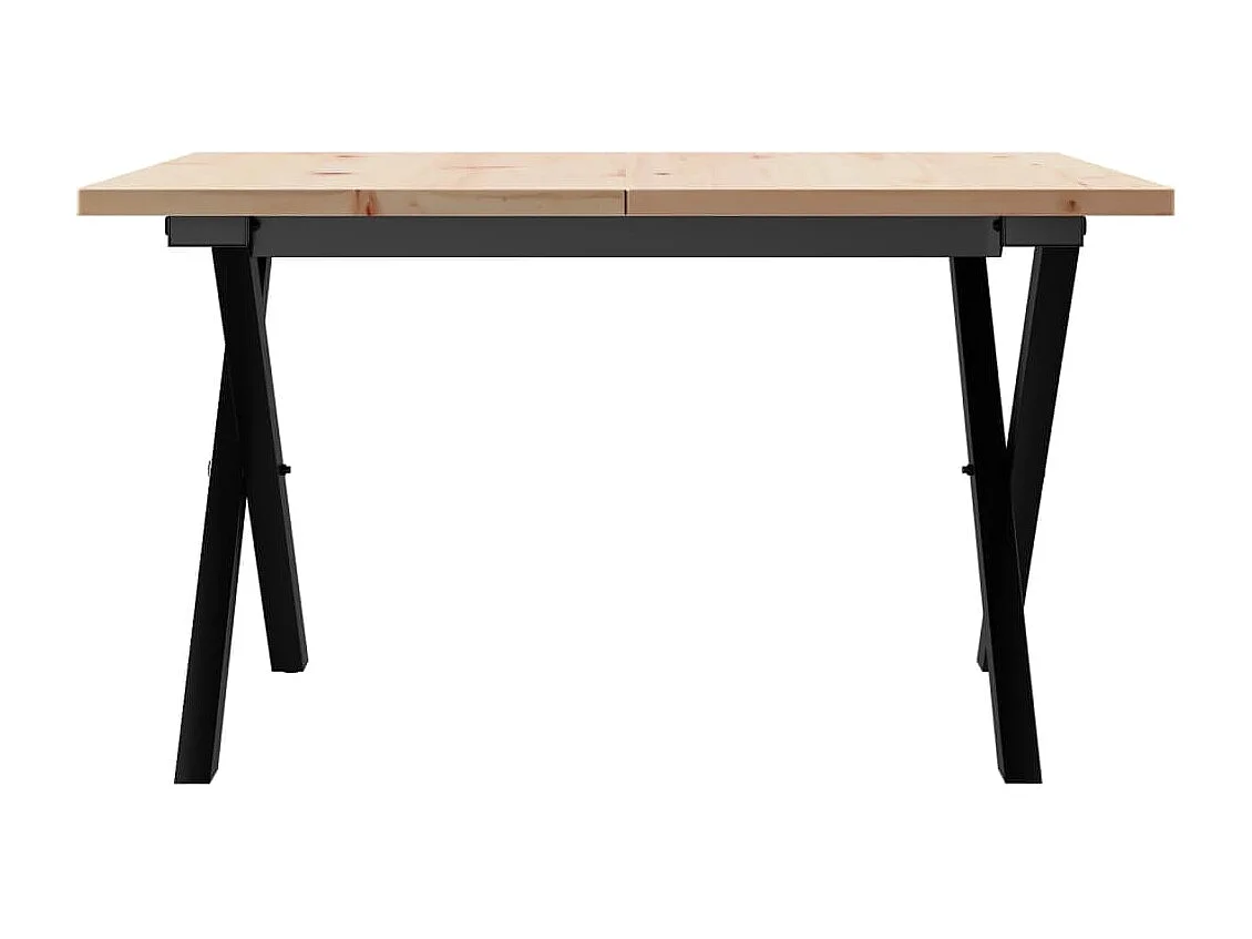Table basse cadre en X 60x60x40 cm bois de pin massif et fonte FR43446