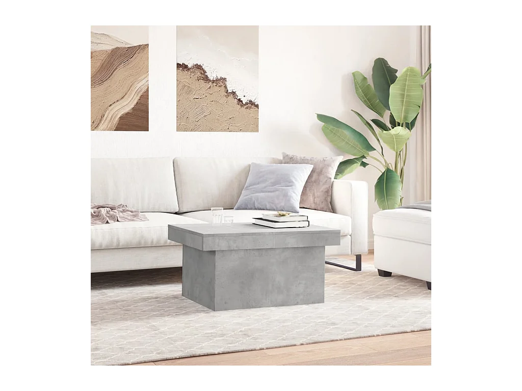 Table basse gris béton 80x55x40 cm bois d'ingénierie FR34756