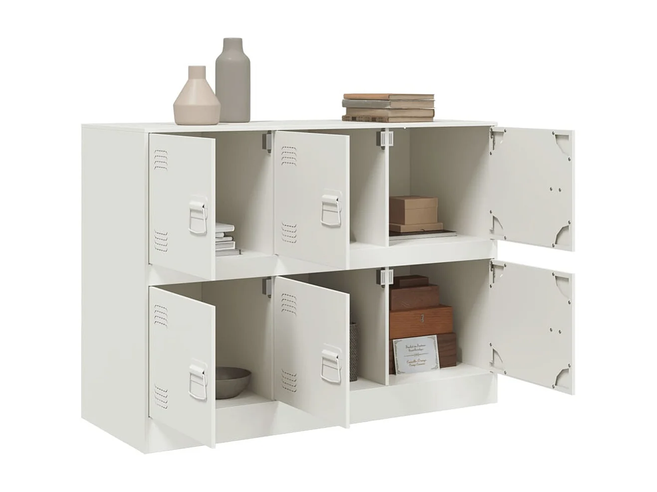 Buffet blanc 99x39x73 cm acier FR80303