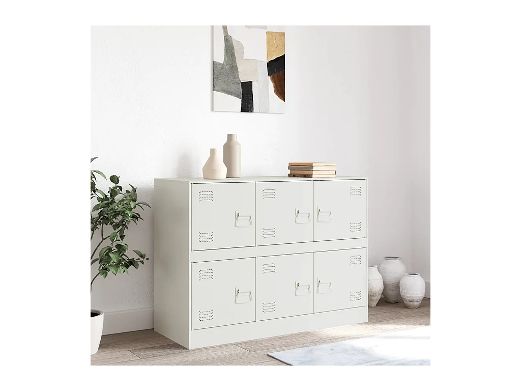 Buffet blanc 99x39x73 cm acier FR80303