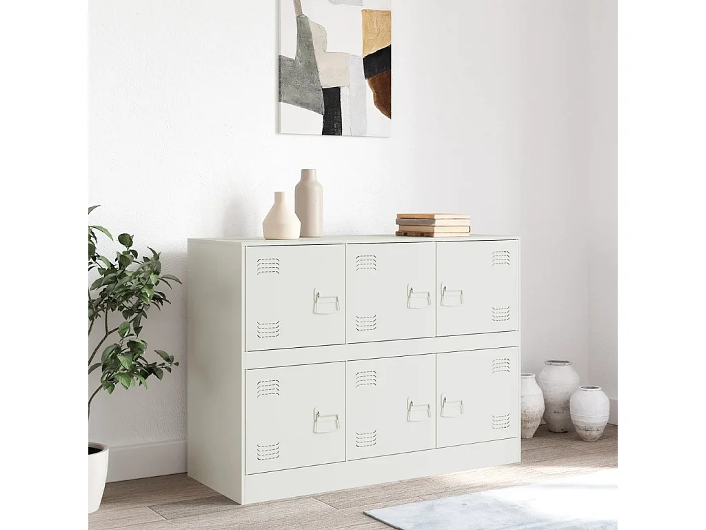 Aparador de acero blanco 99x39x73 cm ES736248