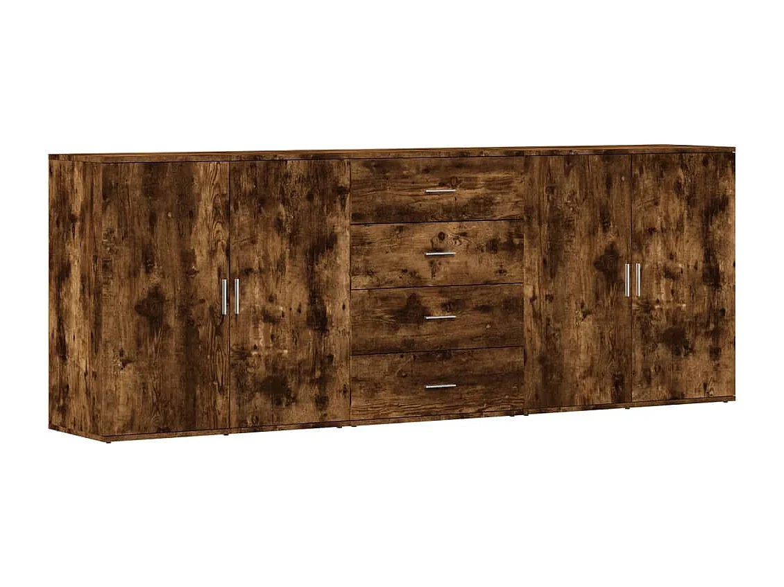 Dressoirs 3 st bewerkt hout gerookt eikenkleurig BE823491