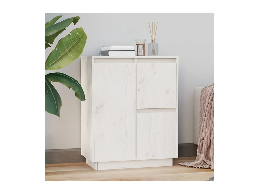 Buffet Blanc 60x34x75 cm Bois massif de pin FR79976