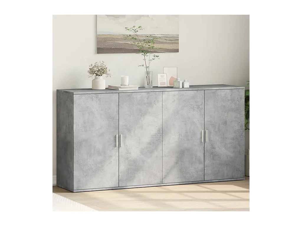 Buffets 2 pcs gris béton 79x38x80 cm bois d'ingénierie FR51326