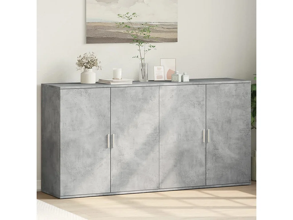 Buffets 2 pcs gris béton 79x38x80 cm bois d'ingénierie FR51326