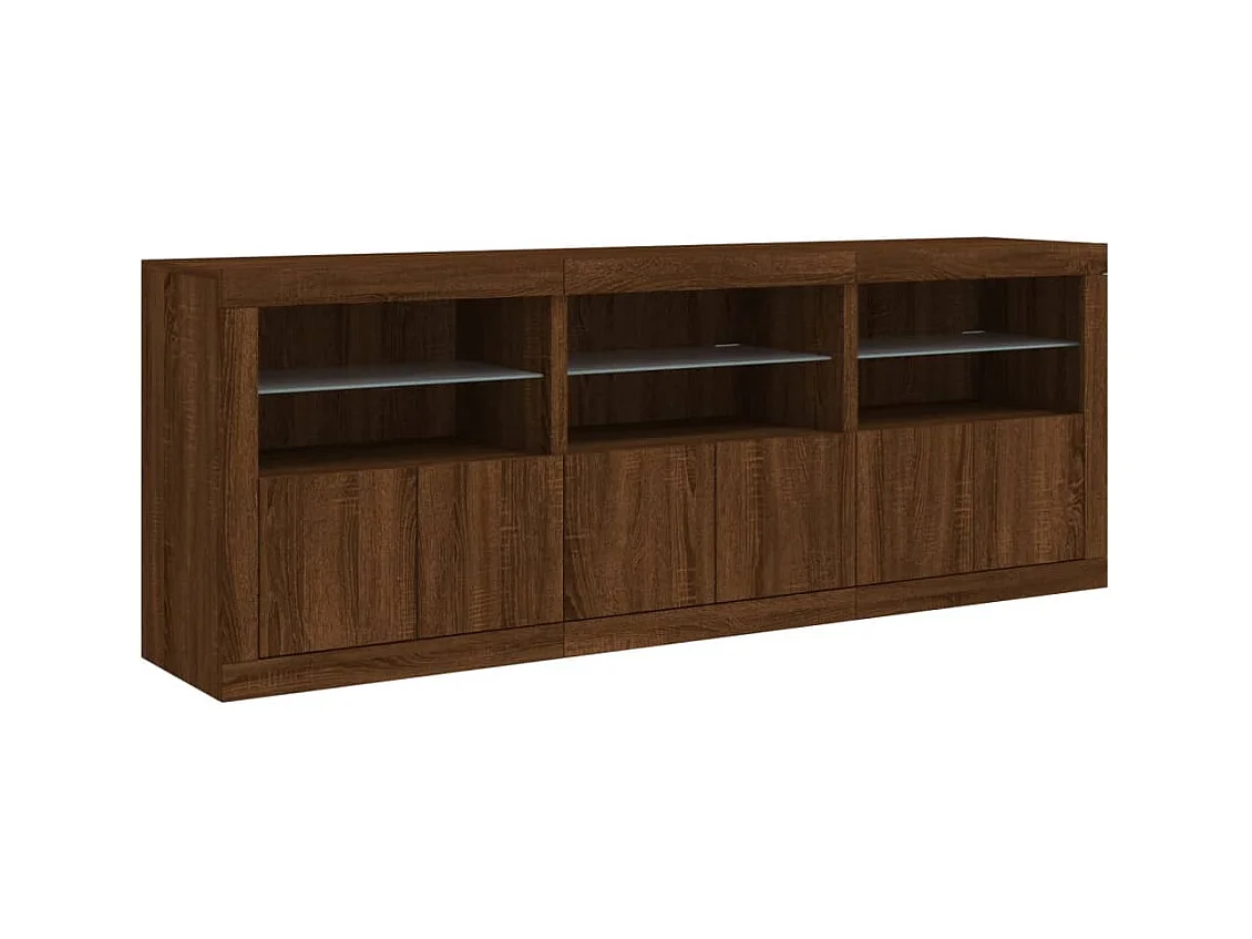 Buffet avec lumières LED chêne marron 181,5x37x67 cm FR57743