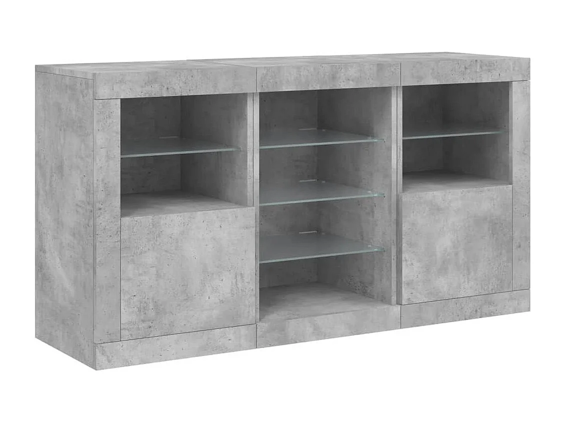 Buffet avec lumières LED gris béton 123x37x67 cm FR65637