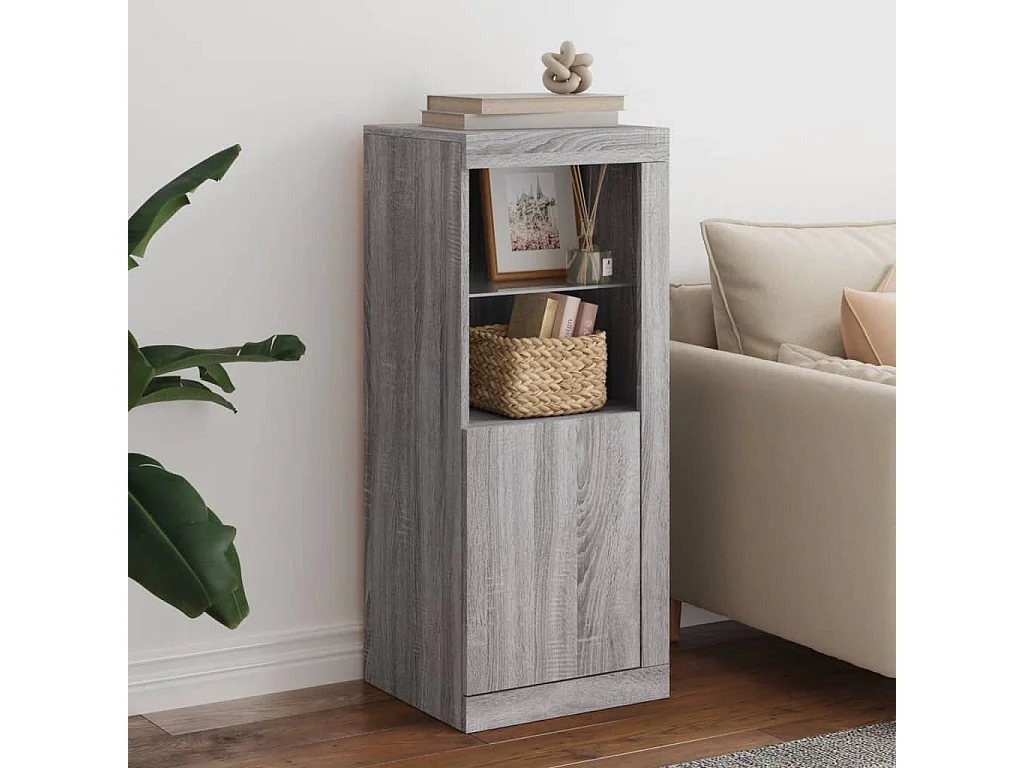 Buffet avec lumières LED sonoma gris 41x37x100 cm FR34139