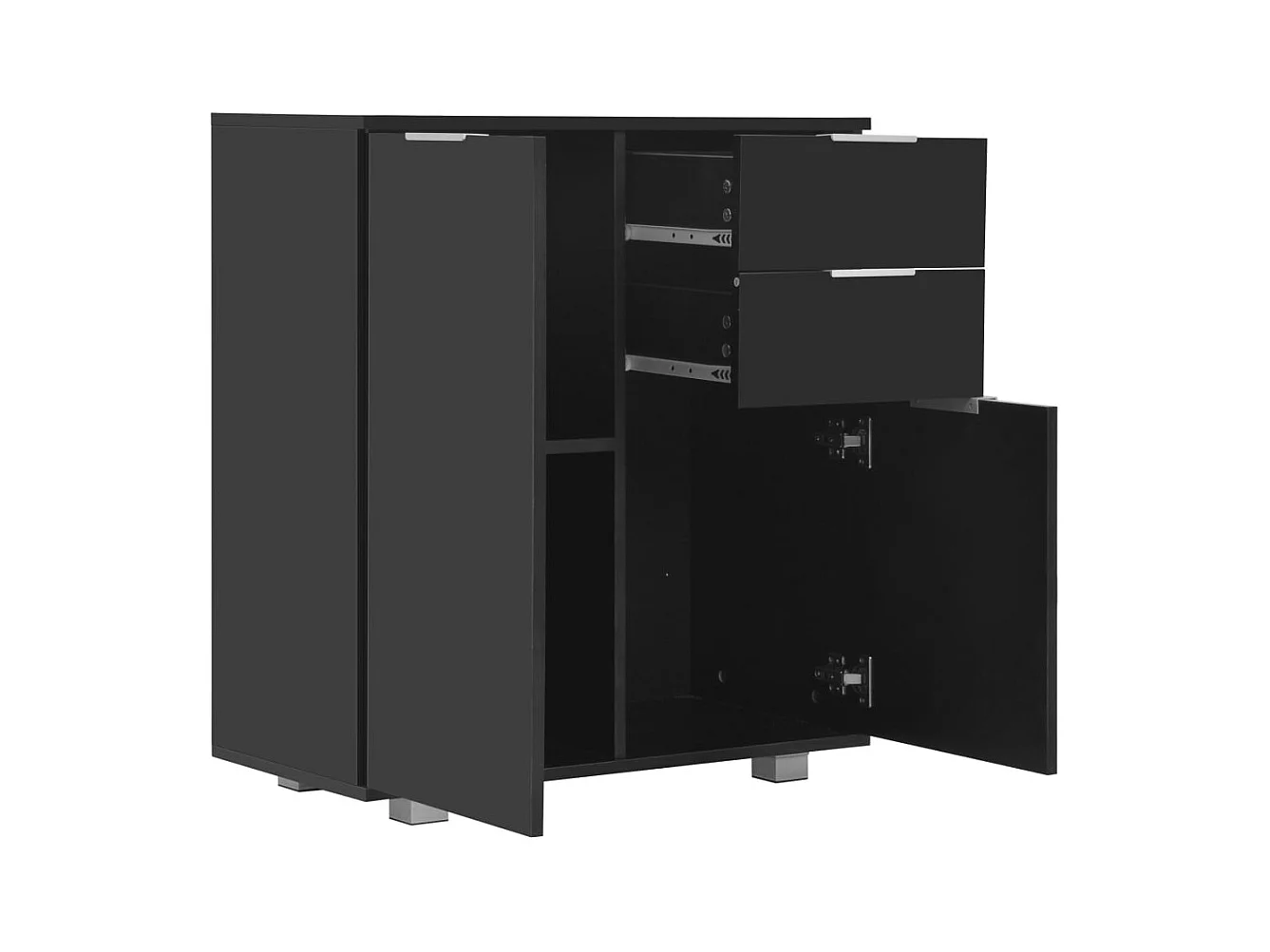 Buffet Noir brillant 71x35x80 cm Bois d'ingénierie FR80090