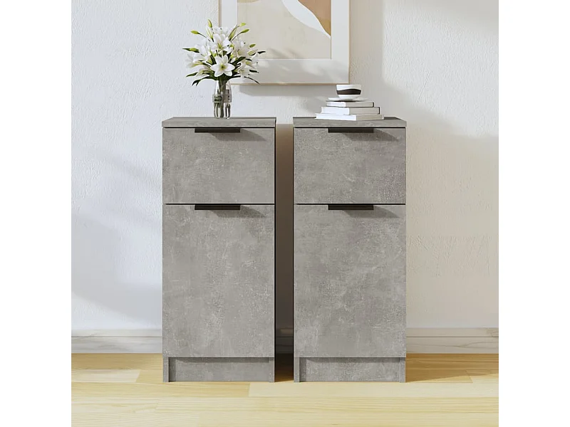 Buffets 2 pcs Gris béton 30x30x70 cm Bois d'ingénierie FR74462
