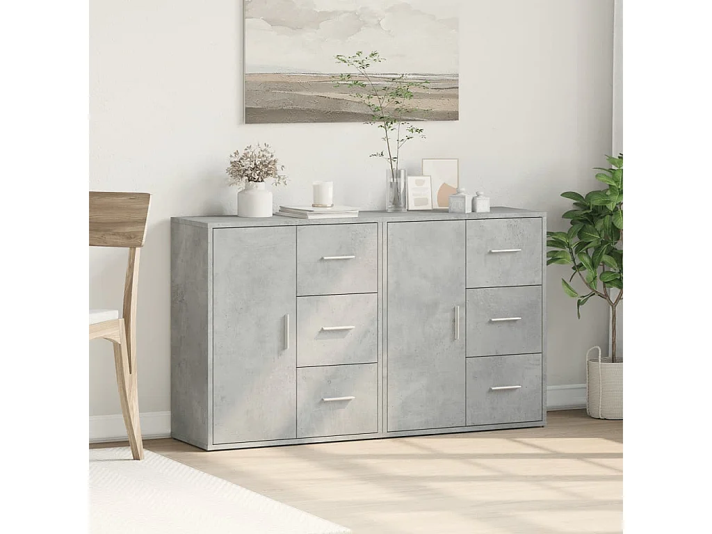 Buffets 2 pcs gris béton 60x31x70 cm bois d'ingénierie FR25321