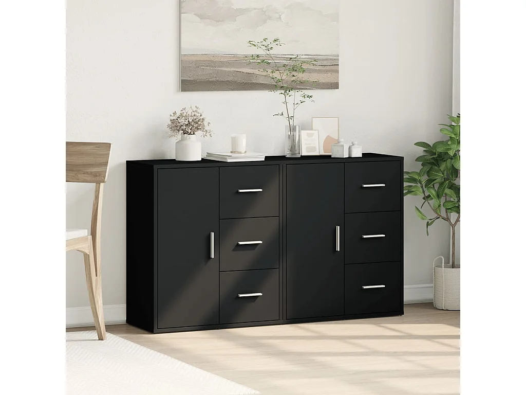 Buffets 2 pcs noir 60x31x70 cm bois d'ingénierie FR73206