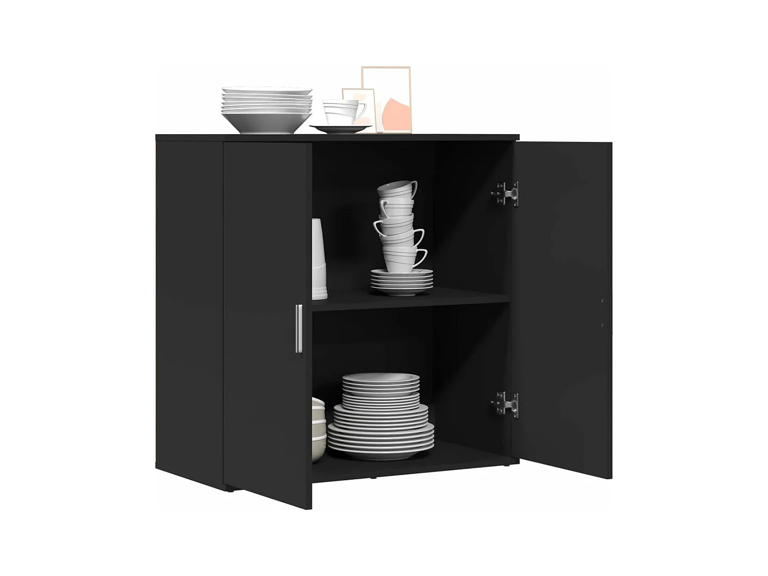 Dressoir 79x38x80 cm bewerkt hout zwart BE935557