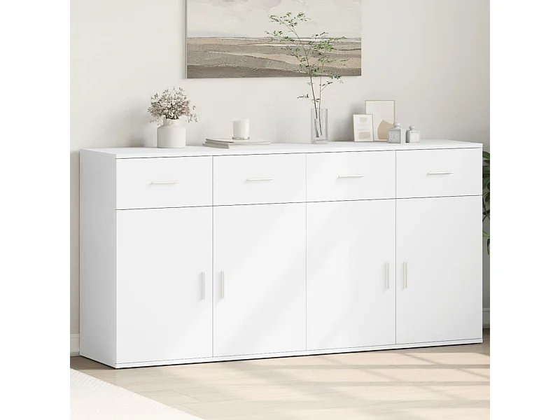 Buffets 2 pcs blanc 79x38x80 cm bois d’ingénierie FR59957