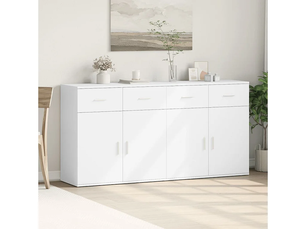 Dressoirs 2 st 79x38x80 cm bewerkt hout wit BE288387