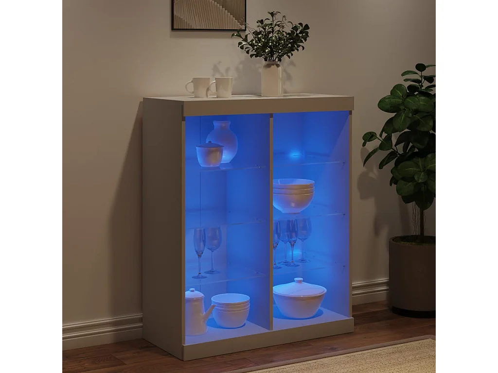 Buffet avec lumières LED blanc 81x37x100 cm FR81377