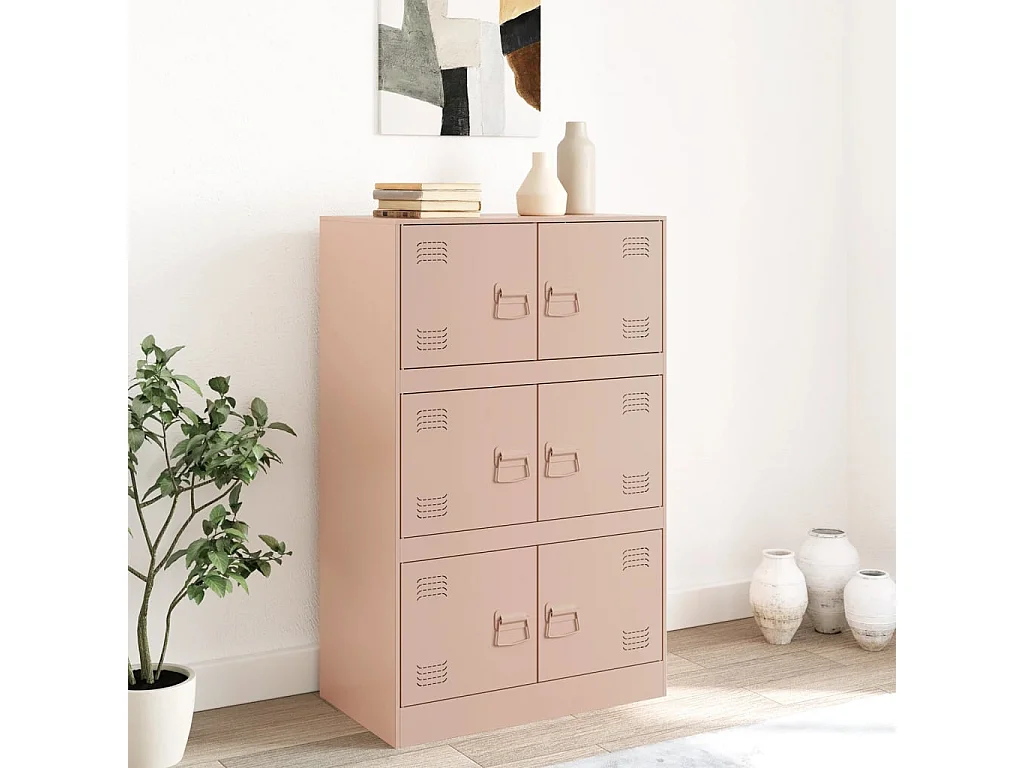 Buffet rose 67x39x107 cm acier FR90538