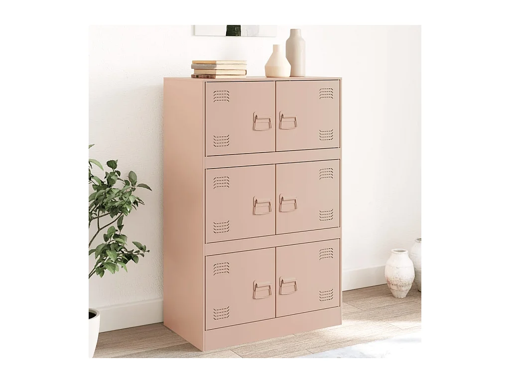 Buffet rose 67x39x107 cm acier FR90538