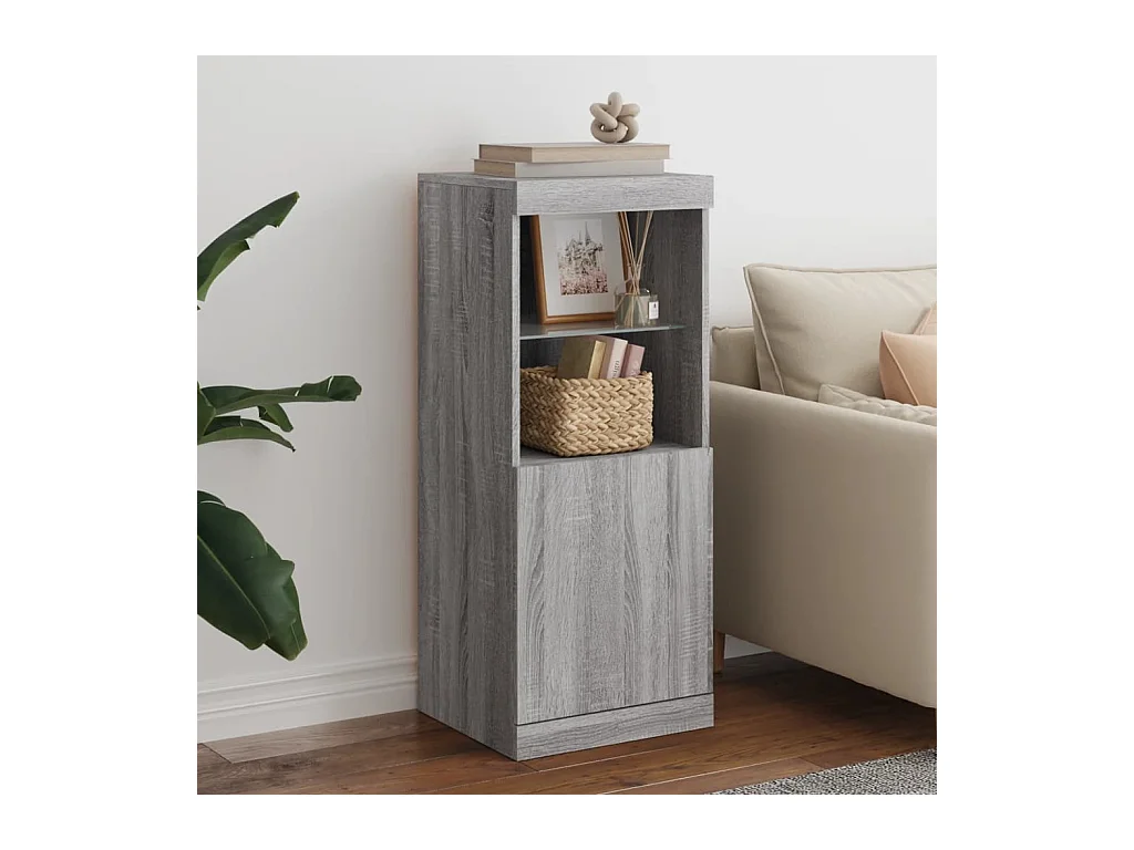 Buffet avec lumières LED sonoma gris 41x37x100 cm FR98766