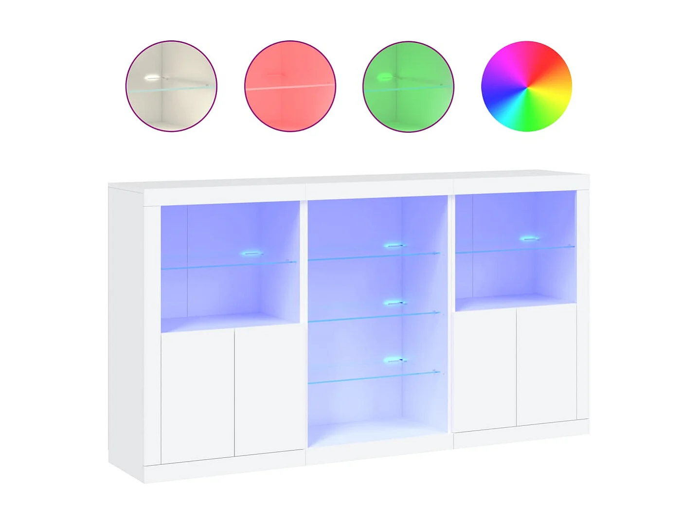 Buffet avec lumières LED blanc 181,5x37x100 cm FR84222