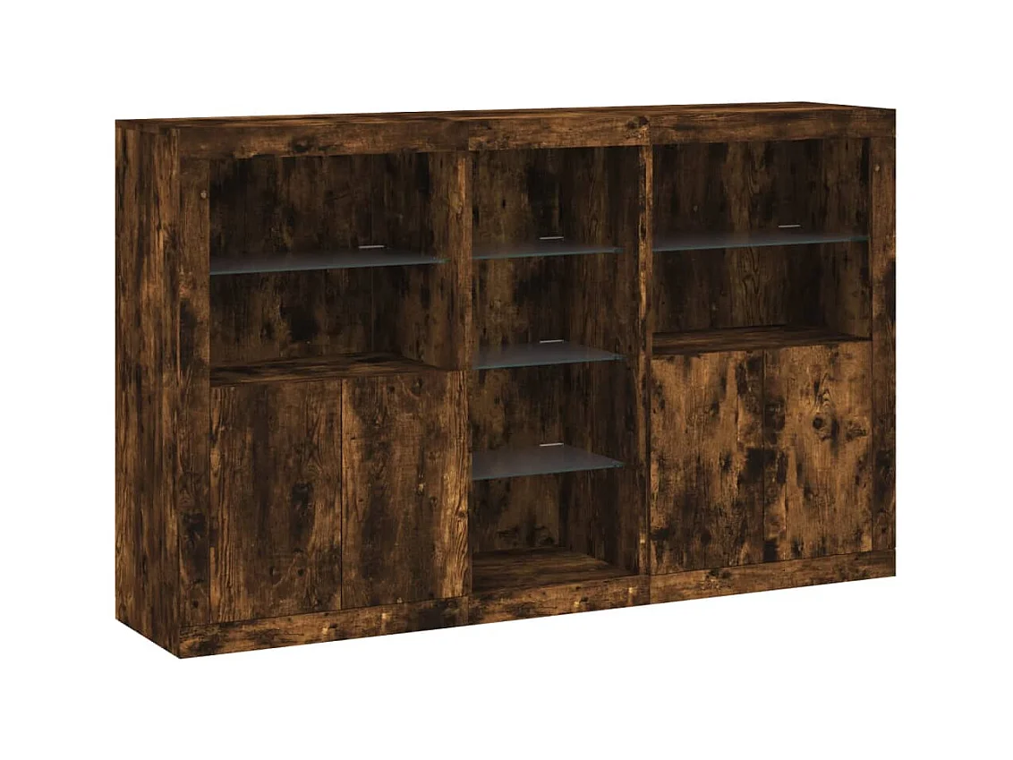 Buffet avec lumières LED chêne fumé 162x37x100 cm FR59067