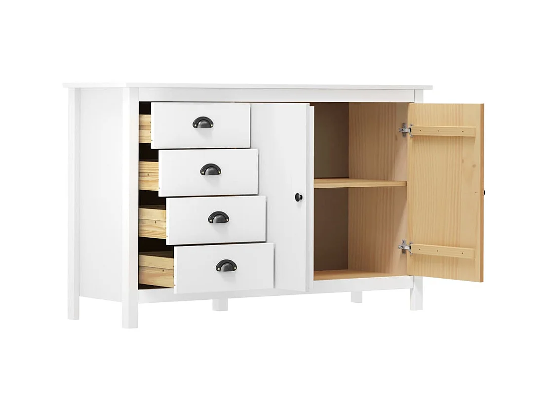 Buffet Hill Blanc 130x40x80 cm Bois de pin solide FR53008