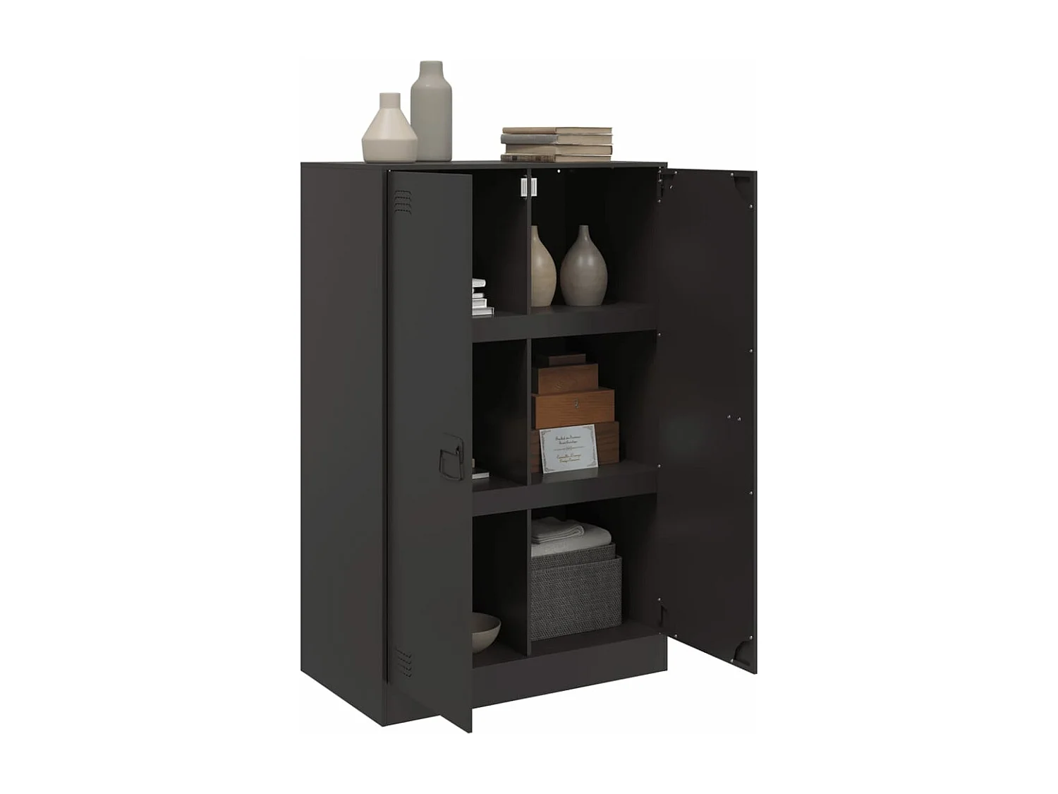 Buffet noir 67x39x107 cm acier FR53365