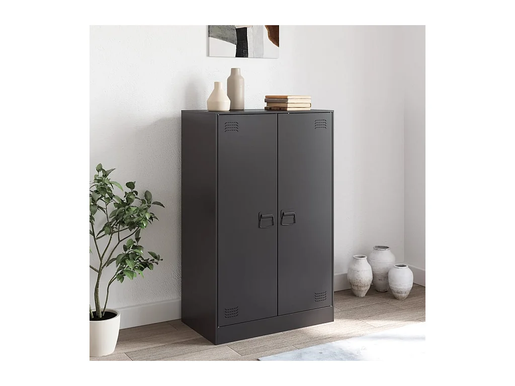 Buffet noir 67x39x107 cm acier FR53365