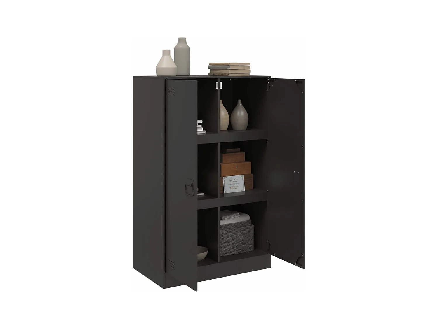 Buffet noir 67x39x107 cm acier FR53365