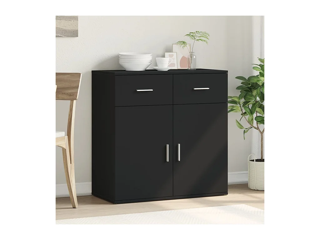 Buffet noir 79x38x80 cm bois d'ingénierie FR88841