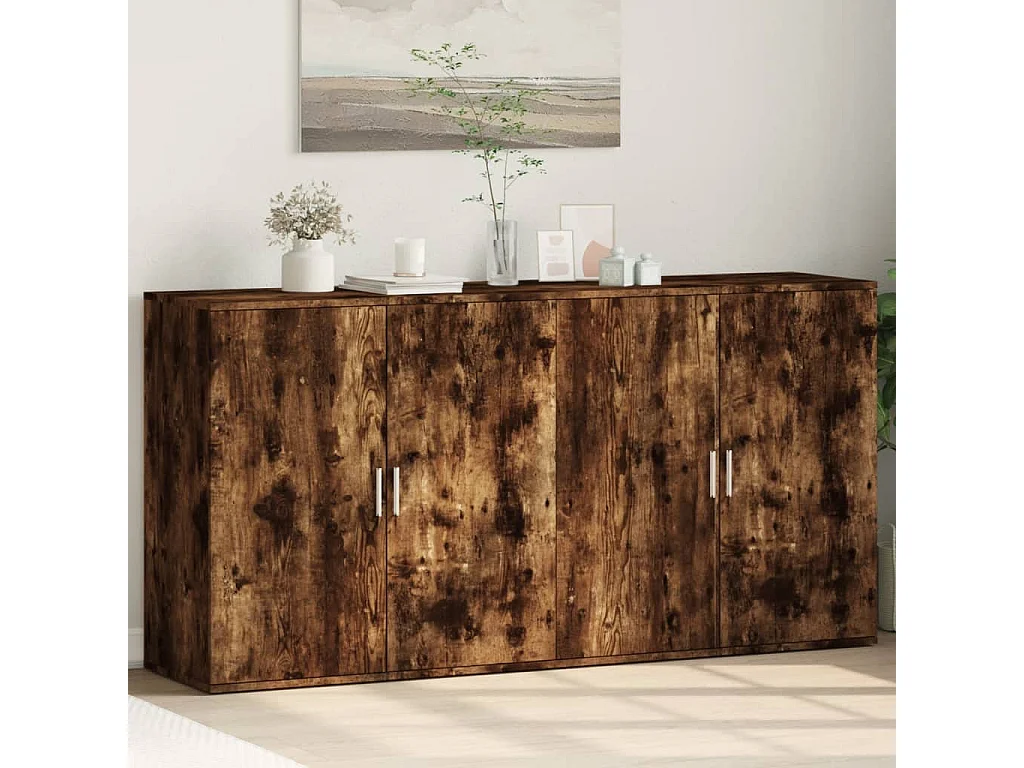 Buffets 2 pcs chêne fumé 79x38x80 cm bois d'ingénierie FR60834