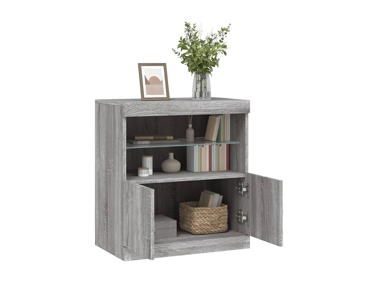 Dressoir met LED-verlichting 60x37x67 cm grijs sonoma eiken BE596564